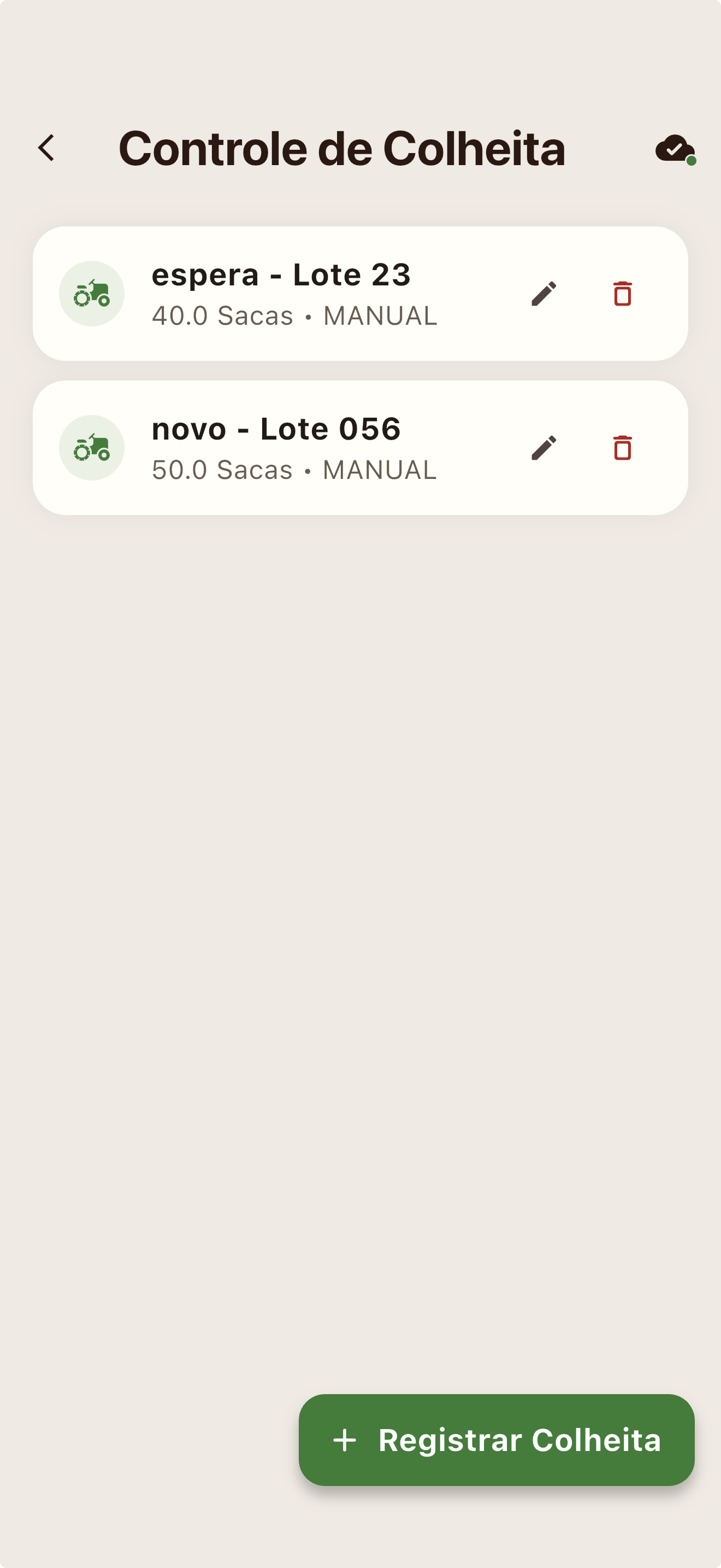 Controle de Colheita e Secagem
