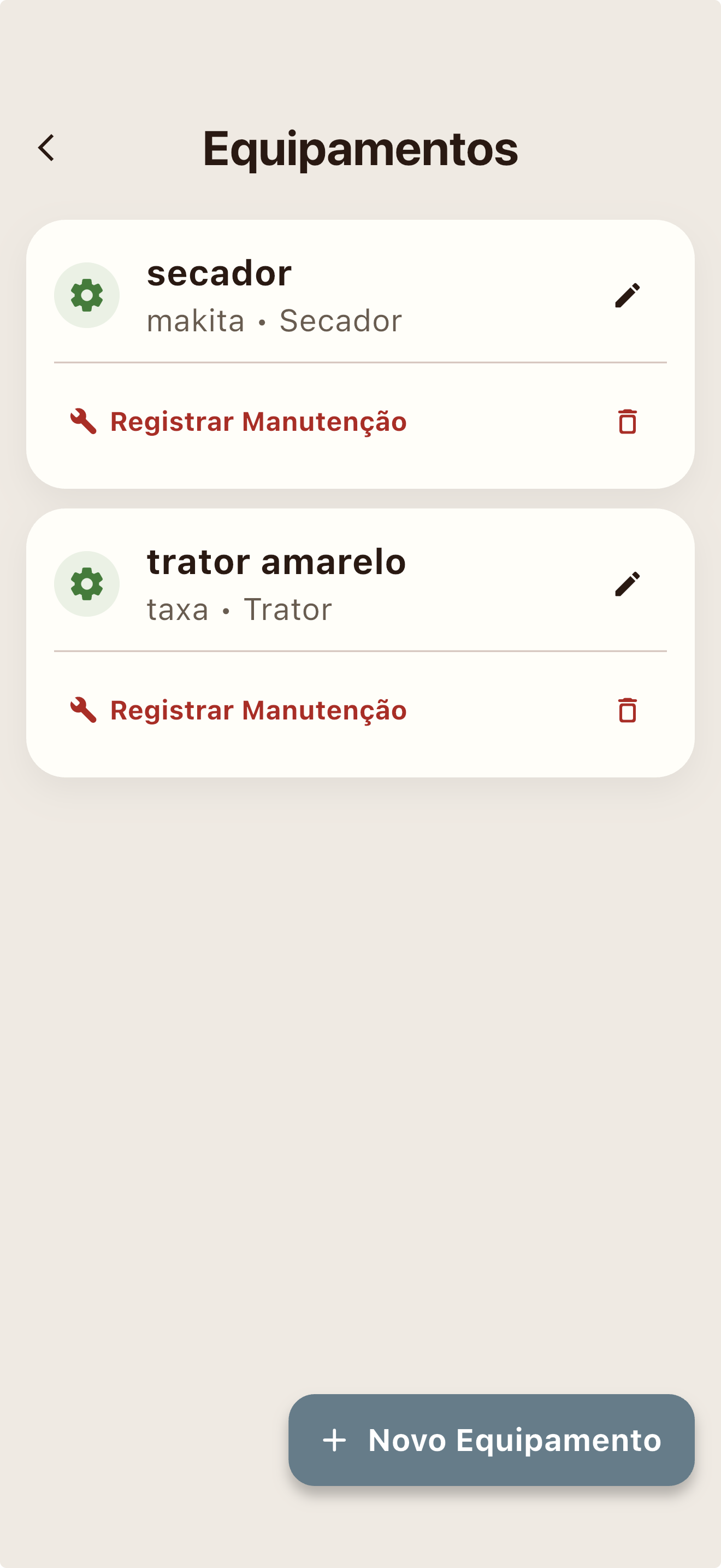 Equipamentos e Máquinas